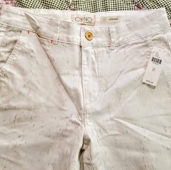 NWT Anthropologie Relaxed White Flecked Chinos 27 - Picture 6 of 10